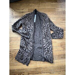 Yest Cardigan Sweater Womens USA 4 US Black Open Knit Oke EssentialAnimal Print